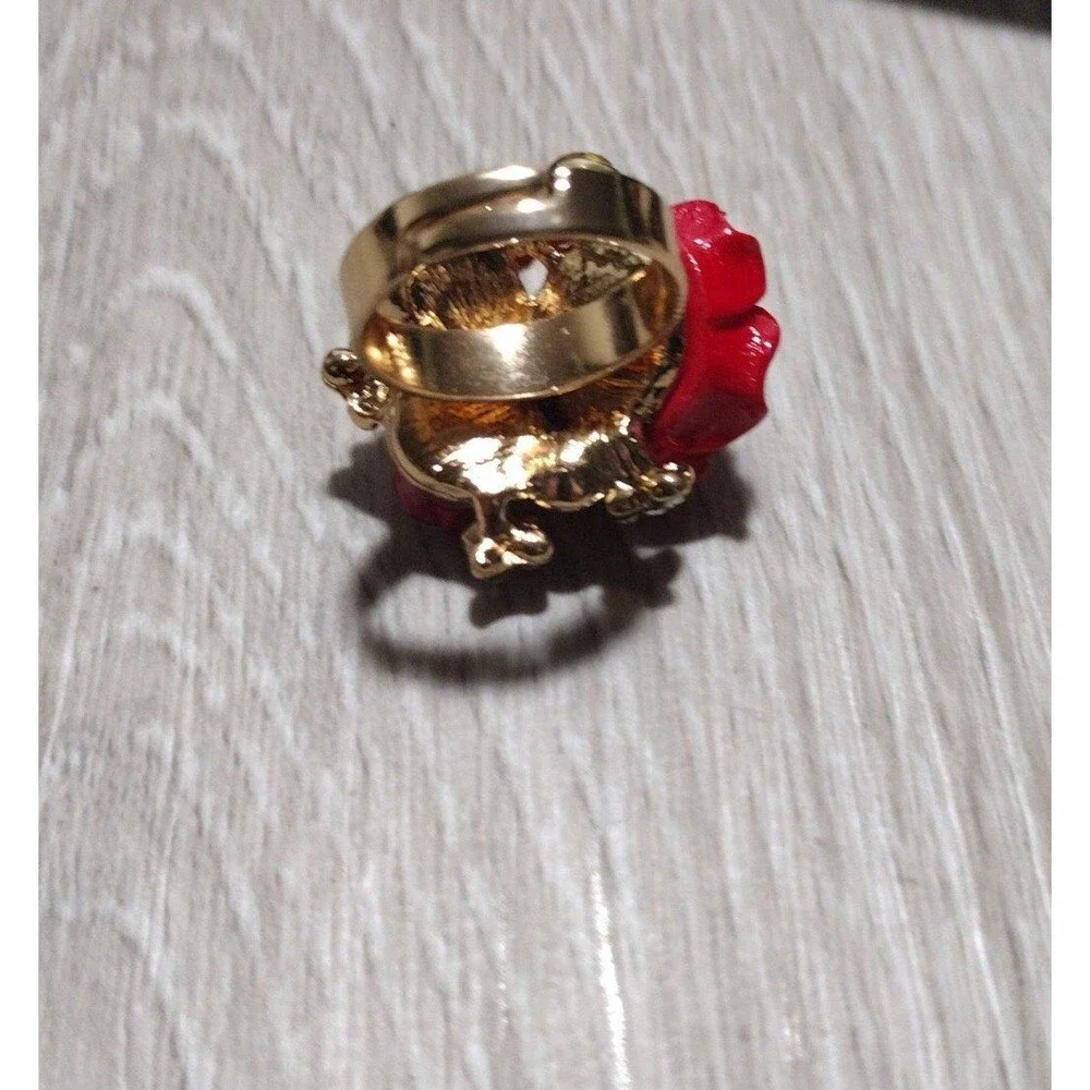 Oversize Rose - Gold Plated - Adjustable Floral Statement Ring - New
